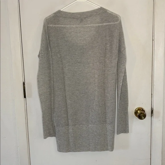 James Perse grey wool cashmere mesh knit long scoop neck sweater Size 2